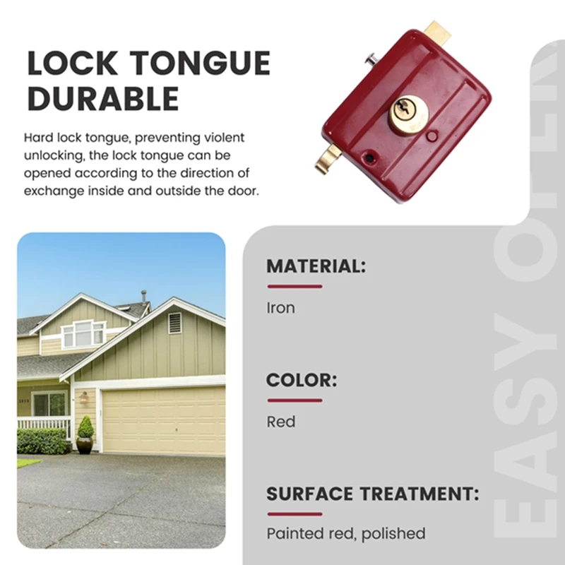 A32R-Cast Iron Anti-Theft Lock Exterior Door Multiple Insurance Security Household Indoor Dormitory With Key Wooden Door Lock