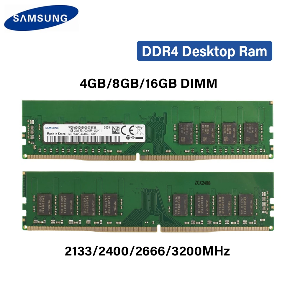 SAMSUNG Memoria Ram DDR4 16GB 8GB 3200MHz 4GB 2133MHz 2400MHz 2666MHz DIMM PC4-21300 PC4-25600 High Performance Desktop RAM