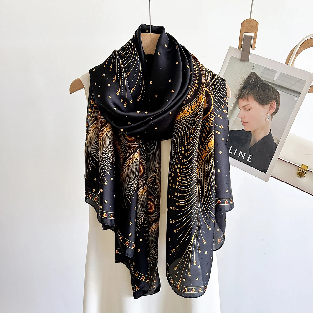 Bufanda De Gasa Mujer Bufanda De Gasa Para Mujer - 190x45cm, Azul Marino, Ligera Y Versátil Bufanda Versátil Verano Invierno