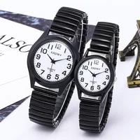 Retro Couple's Watch Creative Black and White Elastic Band Watch Elderly Couple Stretch Quartz Wristwatches 1pc Relogio Feminino 2