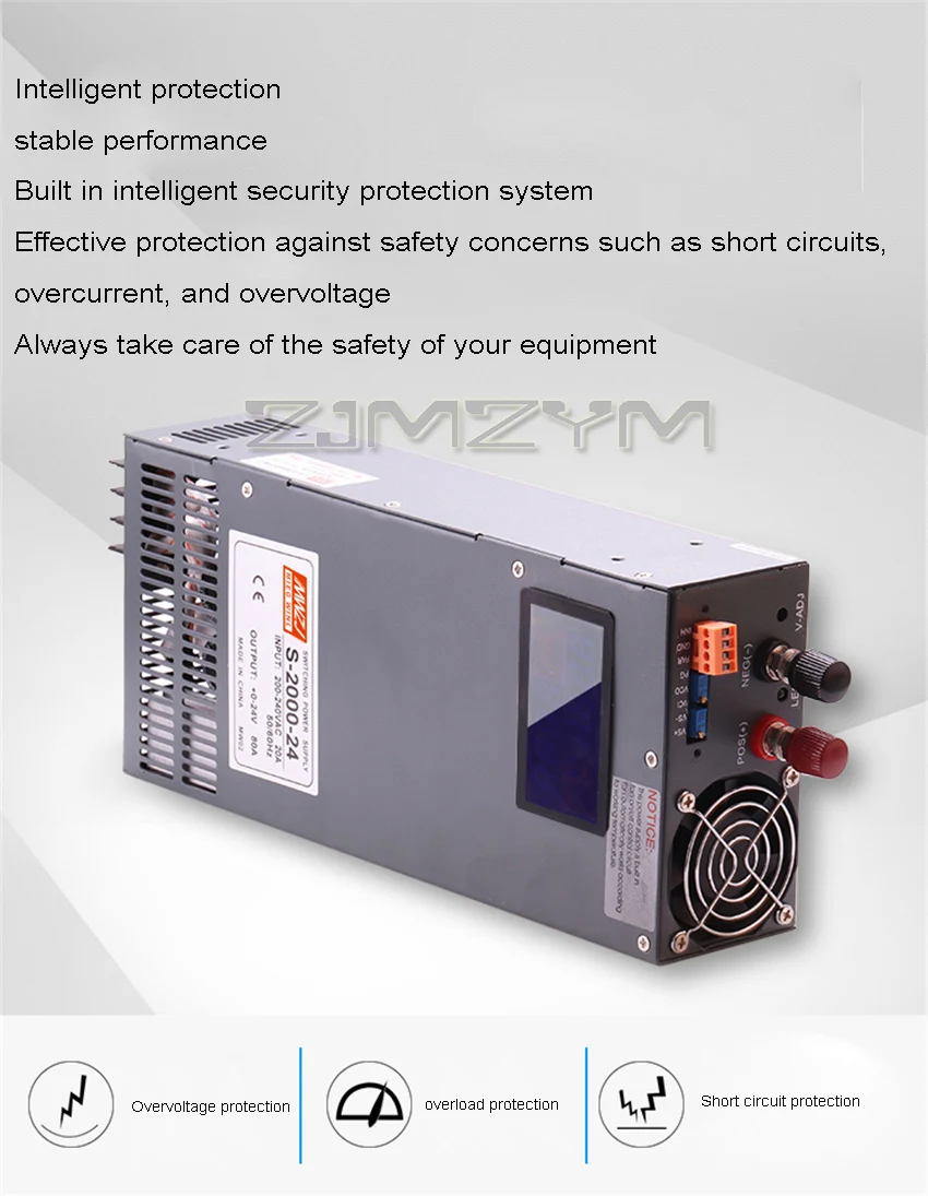 Description Picture 2 of item2000W High Power Switching Power Supply 24V 36V 48V Transformer Constant Voltage Current Digital Display Adjustable 220V/110V