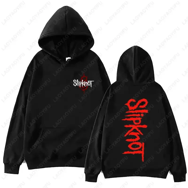 Neuer Stil: Herren-Hoodie mit Slipknot-Grafik in Schwarz – Oversized-Pullover mit Nu-Metal-Band-Print im Streetwear-Stil, locker geschnitten – Detail 17