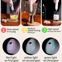 Electric Milk Frother USB Rechargeable Wireless Milk Foamer Coffee Whisk Mixer Egg Beater Mini Frother Handle Stirrer 3 Speeds 2