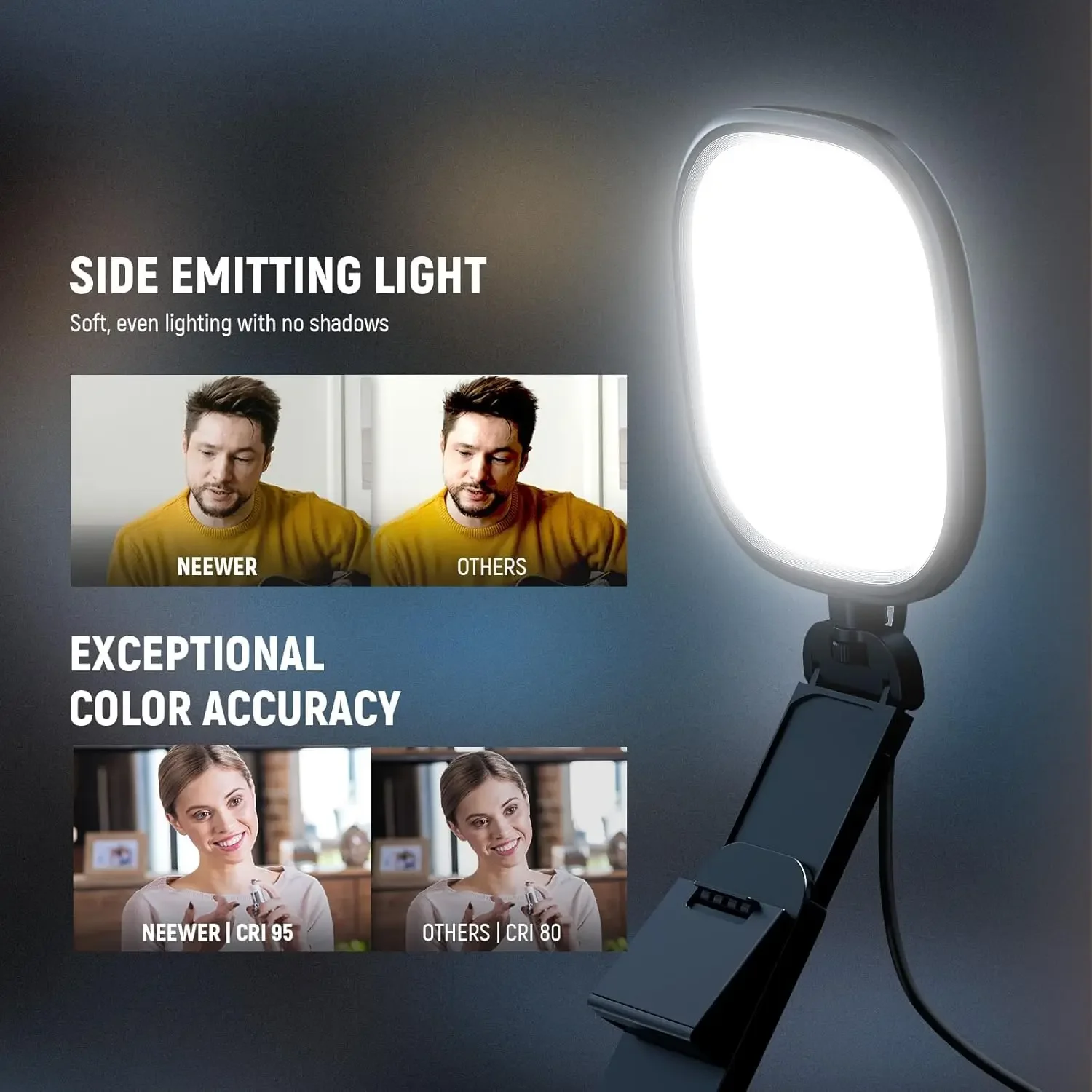 Basics 5" 10W Monitor Light Bar with Stand, CRI95 Full Screen Desk Lamp Lightin