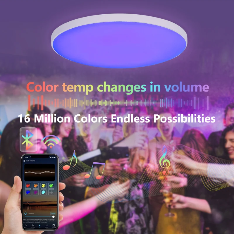 MARPOU Smart 30W RGB Lustre LED Ceiling Light WIFI APP Voice Control with Alexa For Living Room Bedroom Decoration