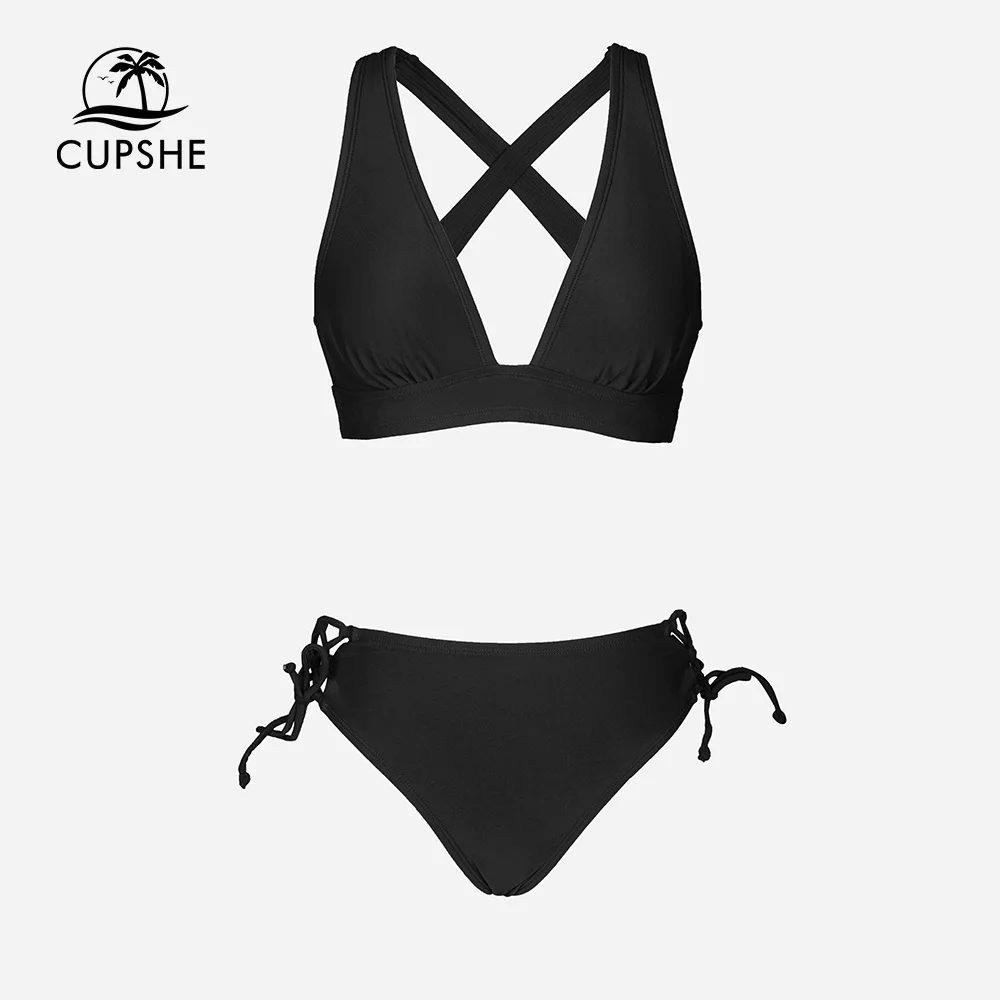 Cupshe レースアップミッドウエストビキニセット水着女性のため