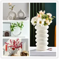 Circle Vase Flower Donut Shape Vase Living Room Decoration Nordic Style Plastic Vase Creativity Desktop Home Decoration Supply 2