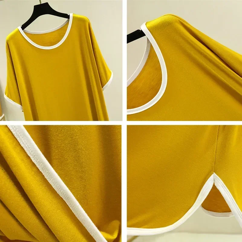 

Ночная рубашка, домашняя одежда, женская ночная сорочка из модала, свободная повседневная мягкая летняя Длинная женская сорочка большого размера