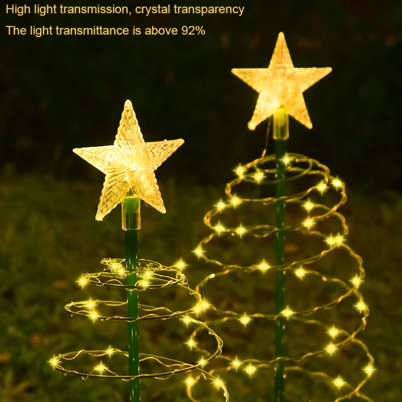 4Pcs Christmas Garden Solar Lights Outdoor Tree Stand Garden LED Ground Lamps String Saterproof IP65 Star Lantern Decor Lighting