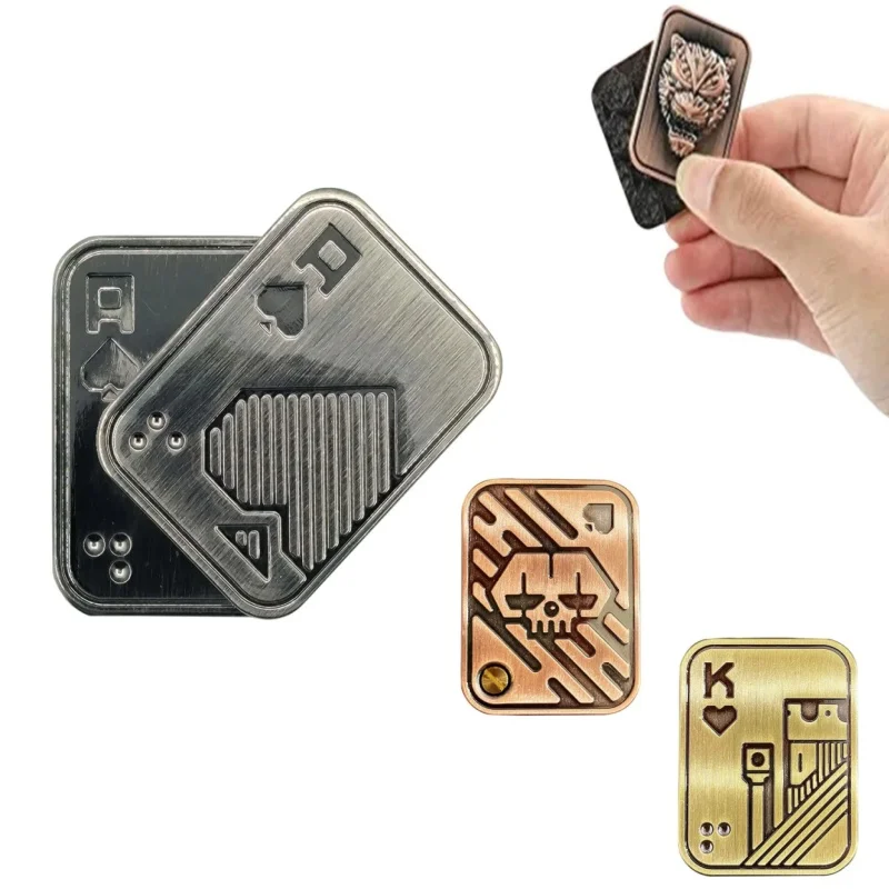 

1pcs Novel Toys for Stress Relief Office Metal Push Card Toy EDC Top Spinning Poker Toys Portable Decompress Magnetic Toys gifts