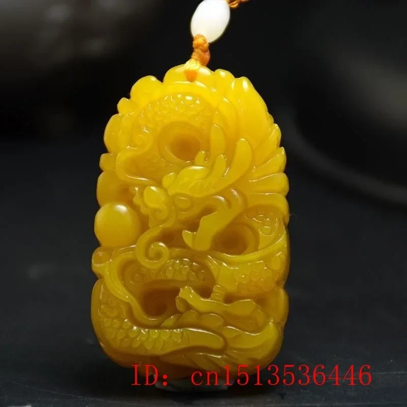 ナチュラルカラー翡翠ドラゴンペンダントネックレス中国チャーム Ite