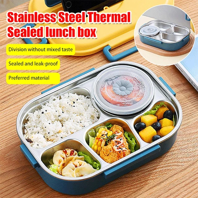 Huaai Hot Food Container Rectangular Insulation Box Stainless Steel Lunch  Box Food Storage Container Children'S Hot Food Insulation Box Blue 