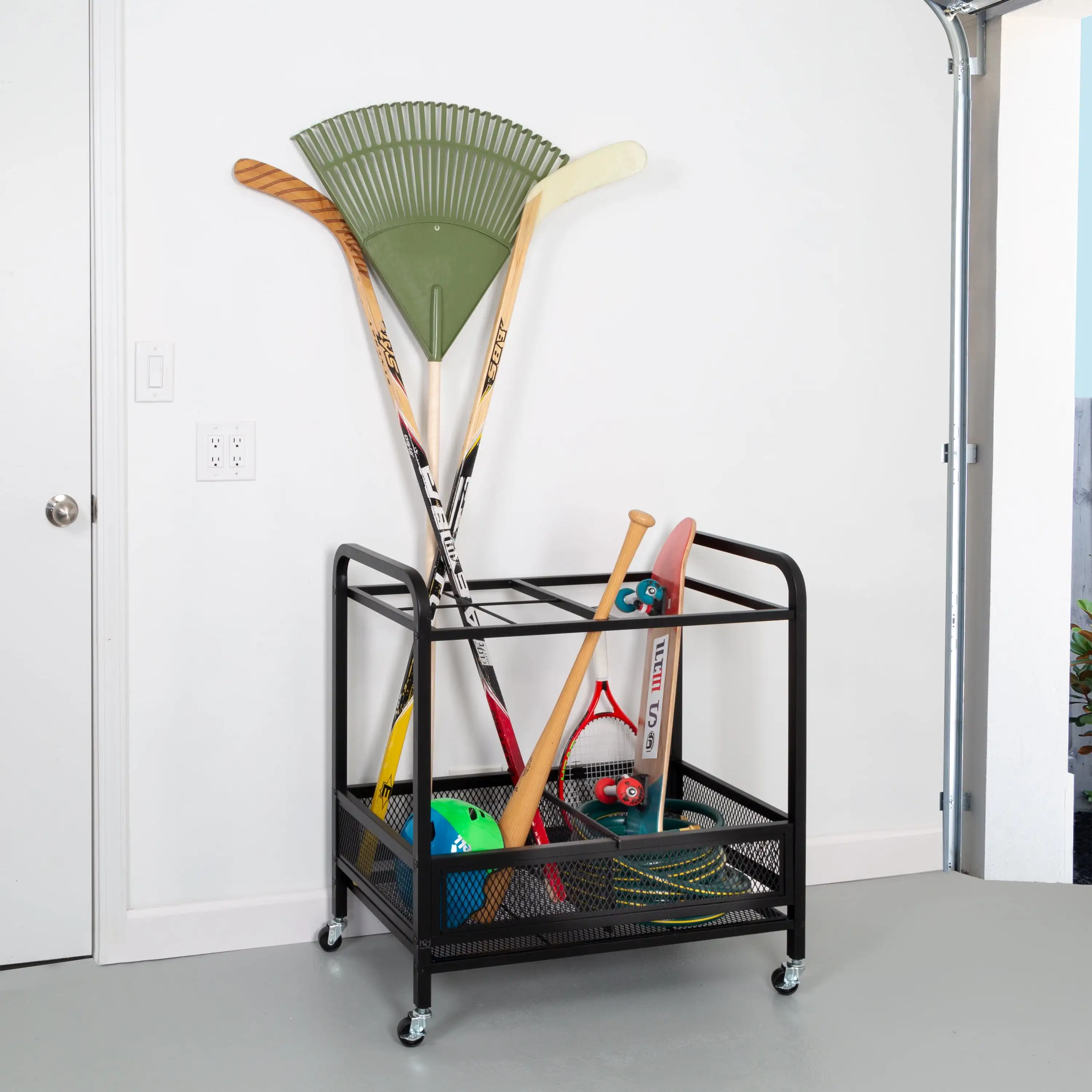 

Многофункциональная металлическая тележка для гаражного хранения Honey-Can-Do 5 разделителей с колесами, Черная