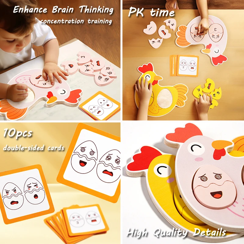 Children Montessori Parish Board Games Expression & Emotion Egg Sorters Matching Puzzles Thinking Games Early Educational Toys 2