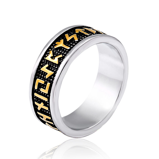 Retro Viking Stainless Steel Mens Rings Punk Simple Amulet For Male Boyfriend Jewelry Creativity Gift