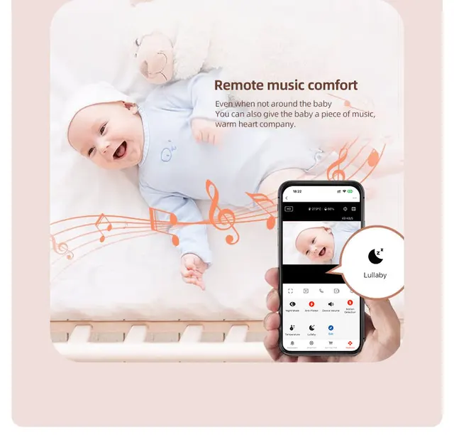 Tuya Smartlife APP 2MP Super HD Baby Monitor Cry Detection Temperature Humidity Monitoring Babysitter 2
