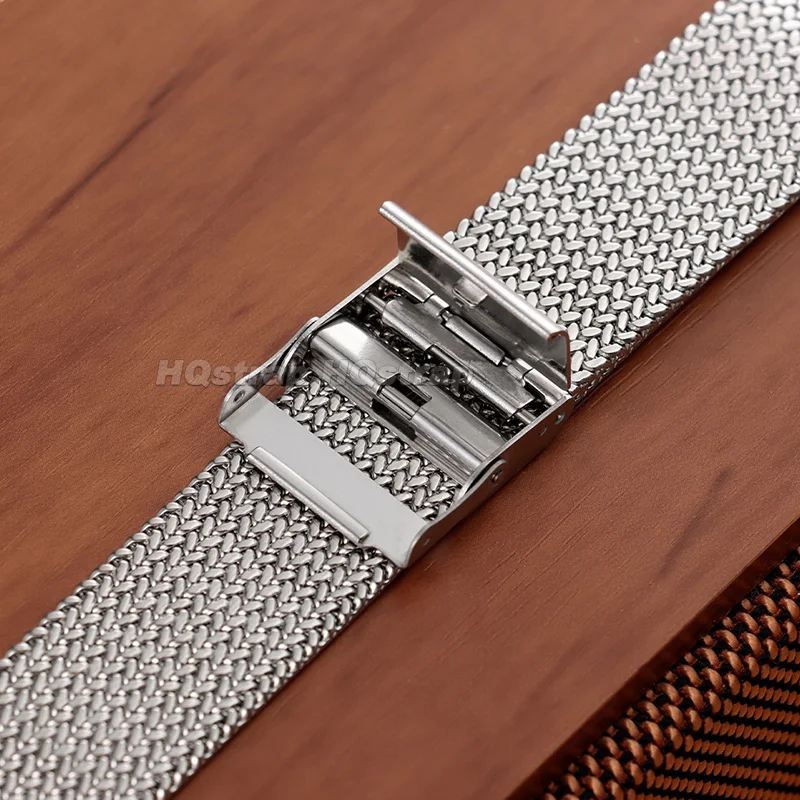 Elegant Milanese Stainless Steel Watch Strap - Thick Loop Mesh in Silver, Gold, Rose Gold, and Black