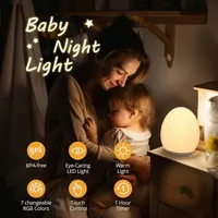 7 Color Changing Night Light RGB Remote Control Touch Dimmable Lamp Portable Table Bedside Lamps USB Rechargeable Night Lamp 4