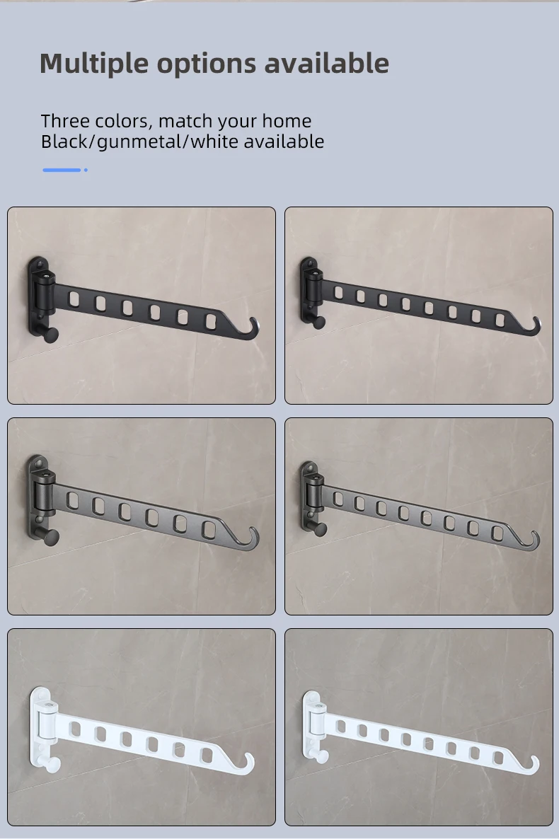 Description Picture 5 of itemFoldable Clothes Rack Drying Clothes Hanger Wall Mounted Drying Rack Aluminum Clothes Organization WB3028