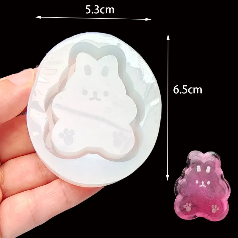 DIY 에폭시 송진 몰드, 곰 토끼 실리콘 셰이커, 몰드 보석 도구, 머리핀 헤어클립 몰드