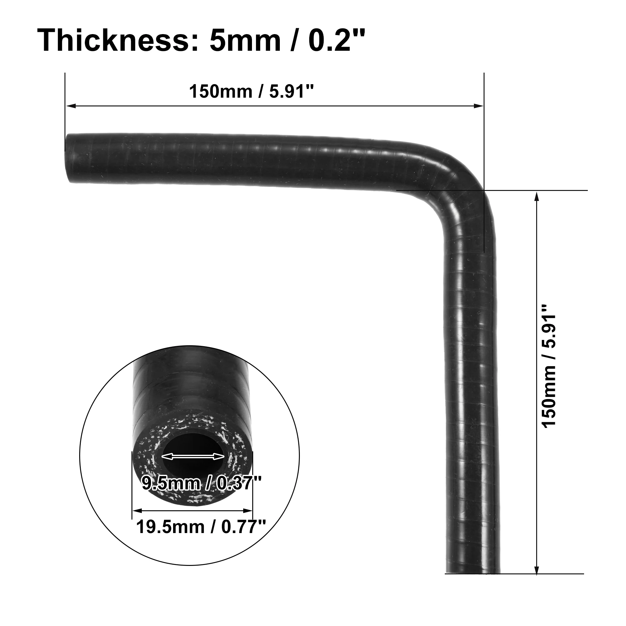 Elbow Silicone Hose Coupler 90 Degree 9.5/11/13/16/19/22/25/28/32/35/40/45/48/54MM 150*150MM