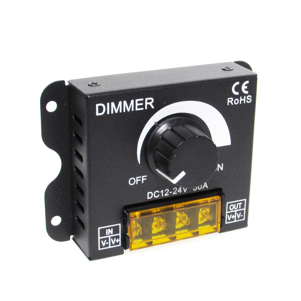 DC 12V 24V LED Dimmer Switch 30A 360W Voltage Regulator Adjustable Controller For LED Strip Light Lamp LED Dimming Dimmers