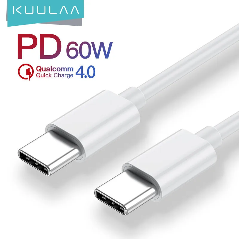 KUULAA USB Type C to USB Type C Cable For Samsung Galaxy S10 S9 60W PD QC 4.0 Quick Charge USB C Cable For Xiaomi Redmi Note 7|Mobile Phone Cables| - AliExpress