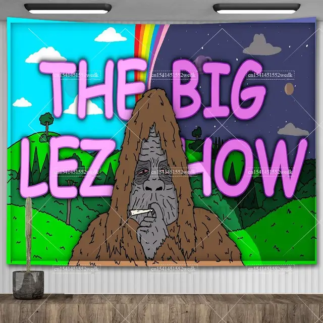 Papier peint The Big Lez Show, Tapisserie murale Anime Sassy The Sasquatch, Décoration de chambre, Tapisseries Mème esthétiques, Décoration d'intérieur 2