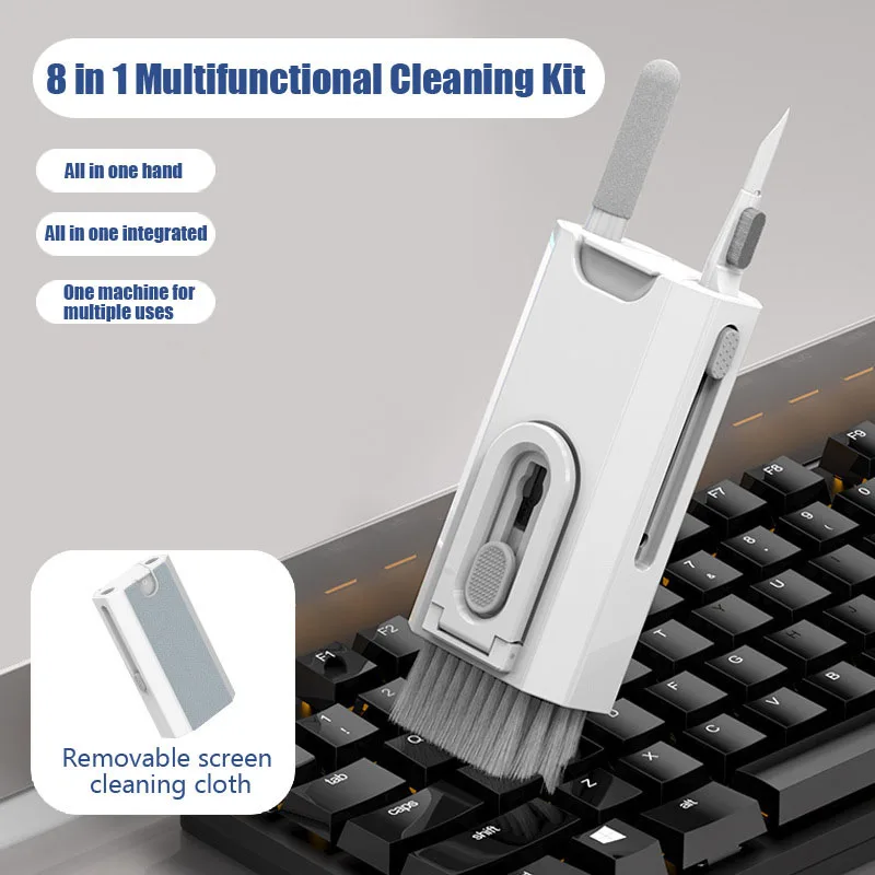 

8 In 1 Keyboard Cleaning Brush Earbuds Clean Kit Computer Notebook Earphone Gap Dedusting Clean Dust Phone Headset Cleaning Pen