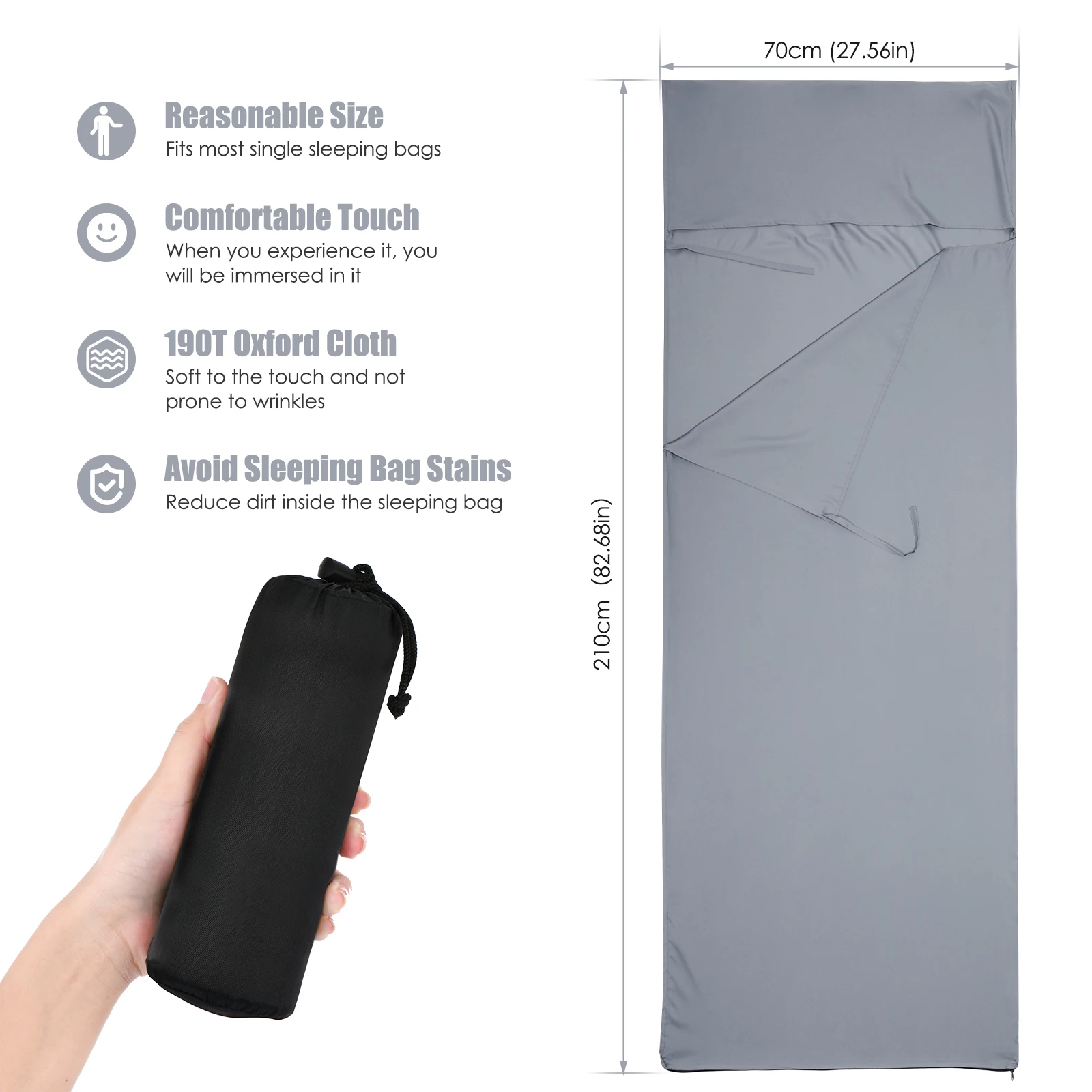 Lightweight Sleeping Bag Liner Portable and Comfortable Grey Liner for Your Sleeping Bag Perfect for Camping and Travel Supplies sleeping bag