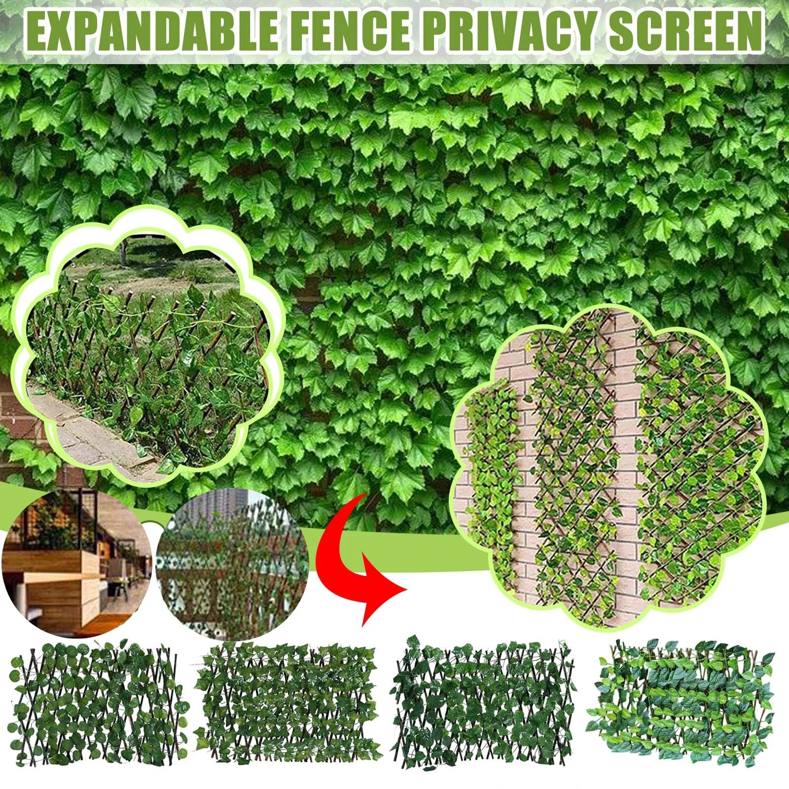 Expandable Faux Privacy Fence Retractable Fence Artificial Garden Plant