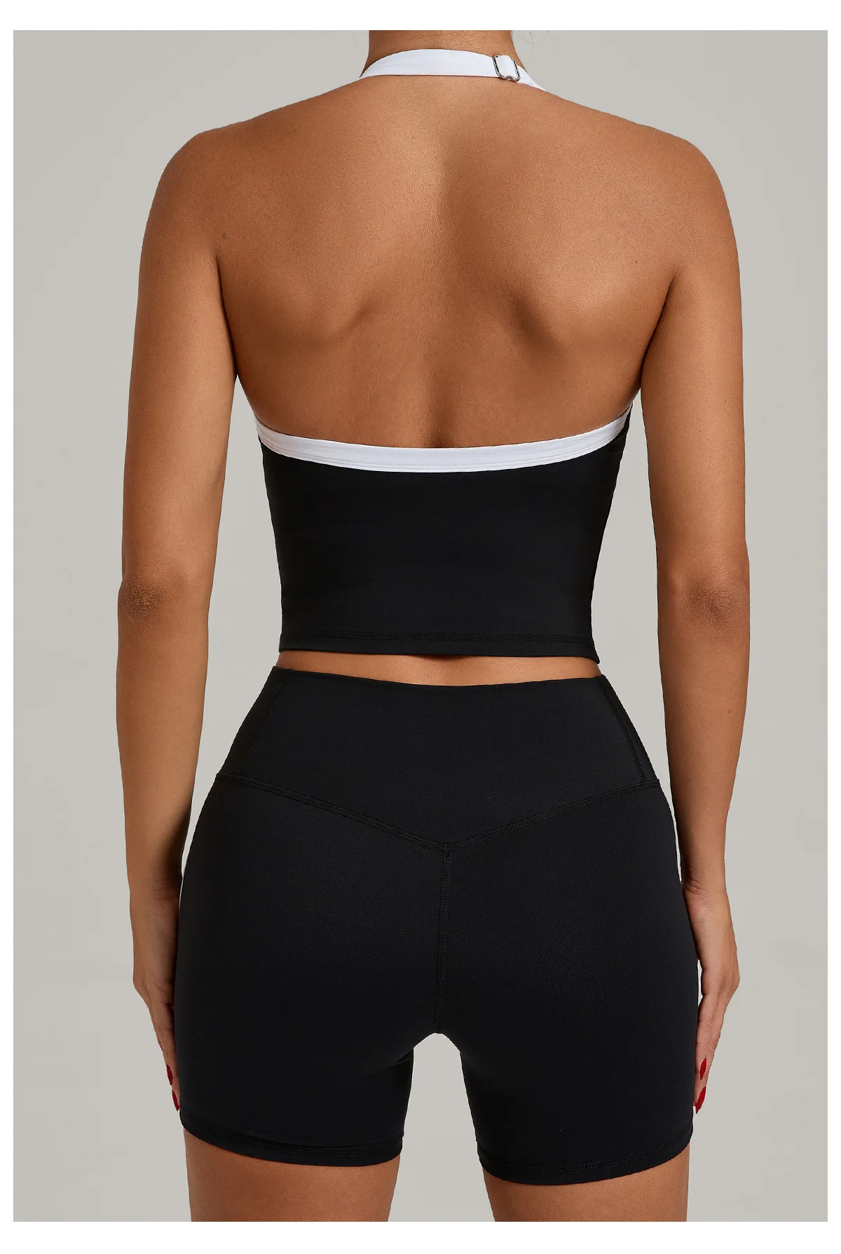 Fashion Patchwork Skinny Shorts Set Gym Women Workout Clothing Summer Sleeveless Backless Fitness Sport Suit Women Sportwear Red