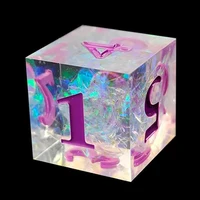 DND Transparent Sharp Edge Number Polyhedral Resin Dice D+D Dice Set For Dungeon and Dragon Pathfinder Role Playing Game(RPG)MTG 1