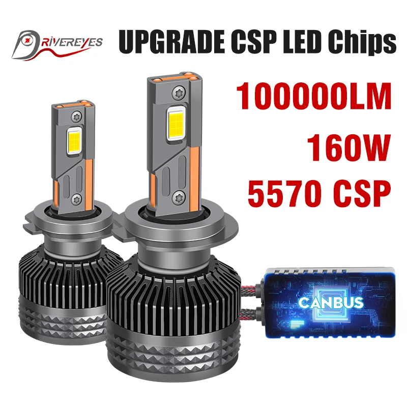 100000LM H7 LED CANBUS Car Headlight Bulb High Power 3 Copper Tube H4 H1 HB3 9005 HB4 9006 H11