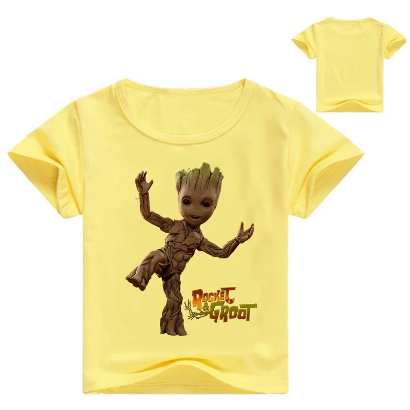 Children Clothing Summer Casual White Tees Tops Clothes For Baby Boys Groot Print Tshirt Girls T-shirt Kids 3D Cotton T Shirts children tshirts,children tops
