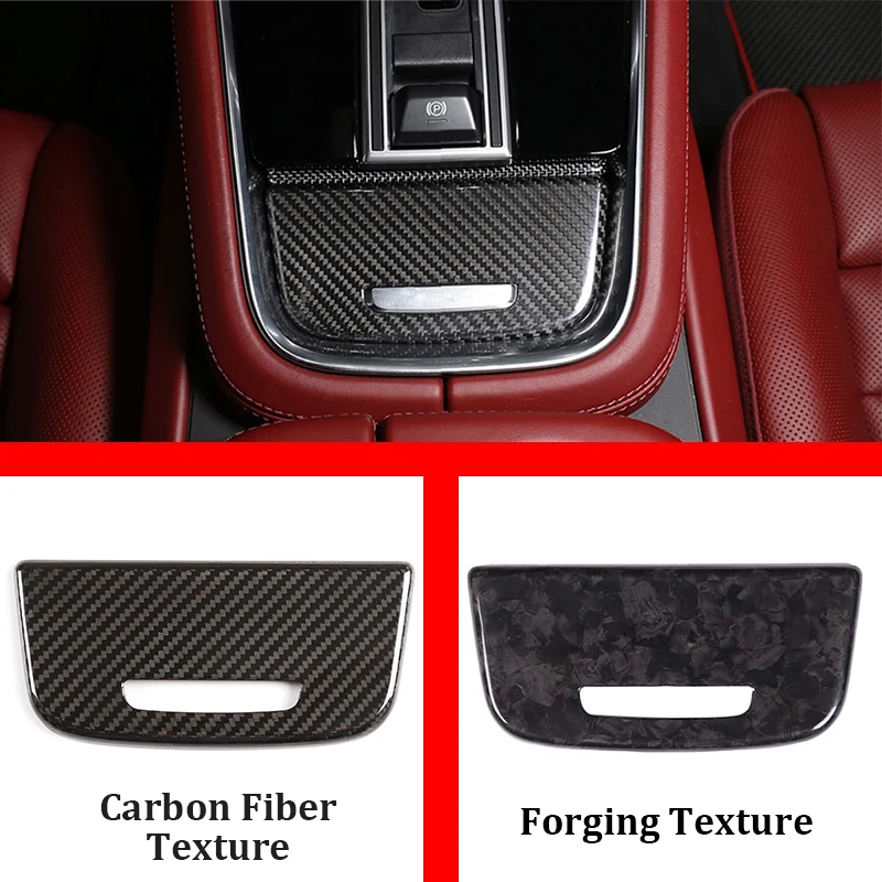 

For Porsche Panamera 2017-2020 Real Carbon Fiber Car Central Control Storage Box Decorative Cover Trim Sticker Decor Accessories