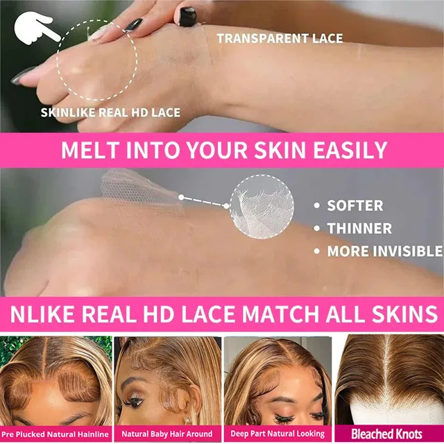 HD 13x6 Highlight Wig Human Hair Honey Blonde Brown Lace Front Wigs Deep Curly Human Hair Wig Water Wave 13x4 Lace Frontal Wig 5