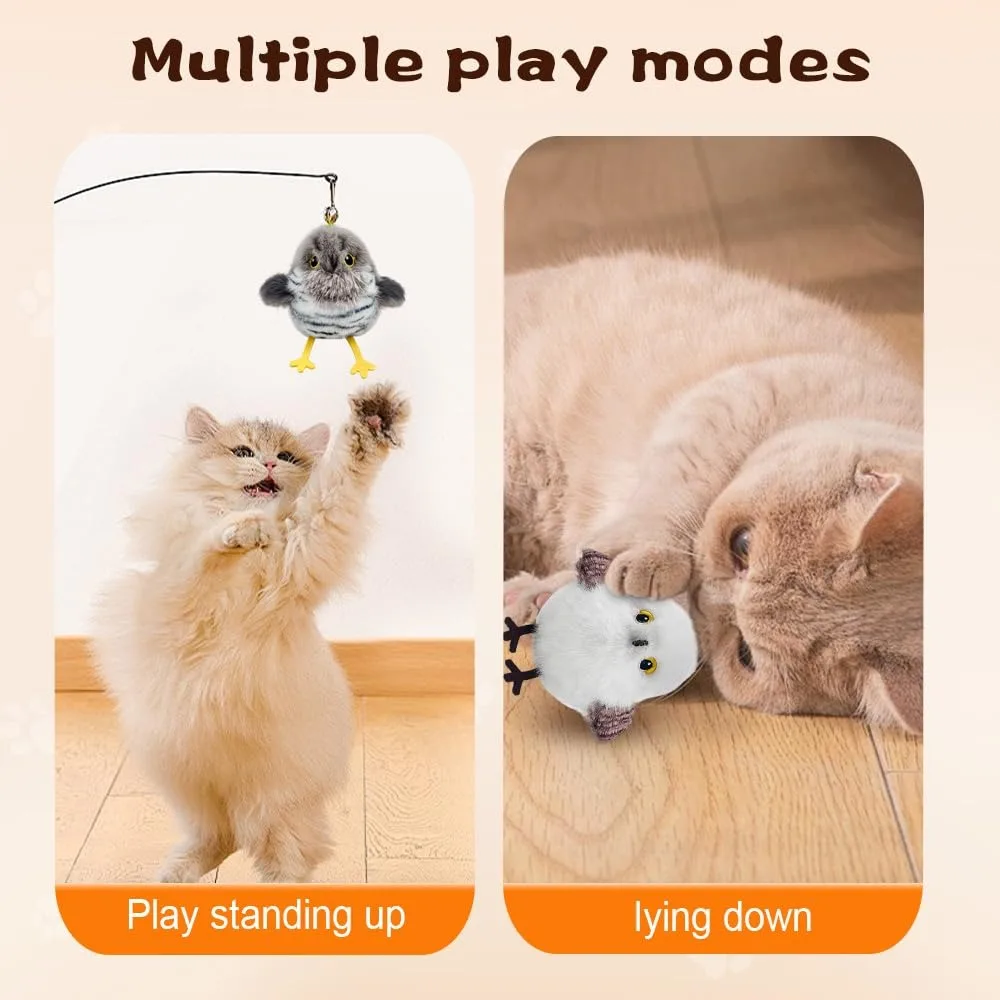 Elektrisches Fliegendes Vogel-Katzenspielzeug mit Induktionsaktivierung, Lebendiges Zwitschern, Interaktives Vogel-Katzenspielzeug, Wiederaufladbar, Intelligent – Detail 4
