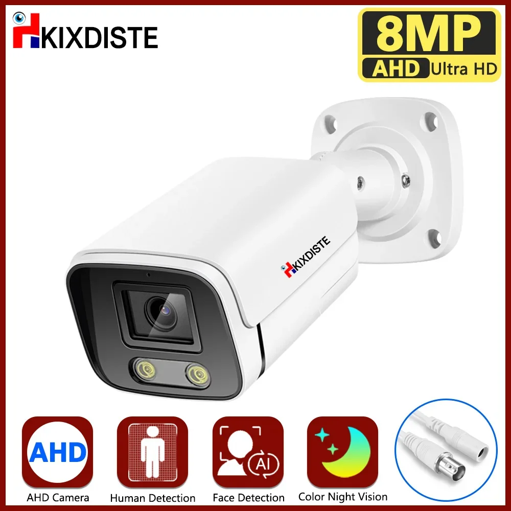 

4K Ai камера видеонаблюдения с функцией распознавания лица, BNC, 8 Мп, аналоговая цилиндрическая камера видеонаблюдения, AHD, H.265, цветная камера ночного видения, DVR, камера видеонаблюдения