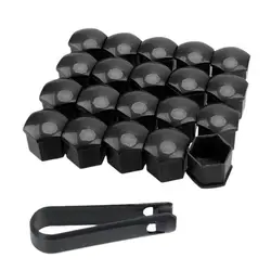 Car Wheel Nut Caps - 20 - Piece Anti - Rust Protection and Decorative Covers Set - 21mm (Black)