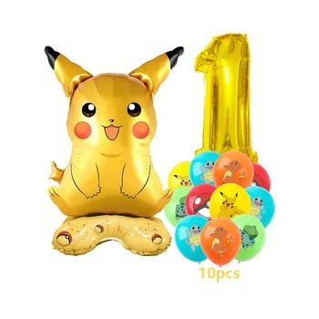 12pcs Pokemon Pikachu Balloon Set Children's Party Decoration Charmander Squirtle Bulbasaur Birthday Foil Balloon Gift Doll Toy 2