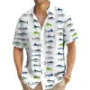 Summer Fashion Ocean Fish Print Men's Short Sleeve Casual Printed Tops Seaside Vacation Travel Wear Oversized Tops 1