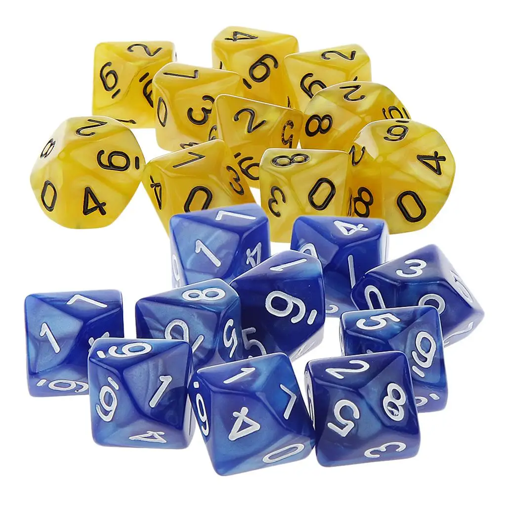 20x 22mm Ten Sided Dice D10 for Playing Roleplay