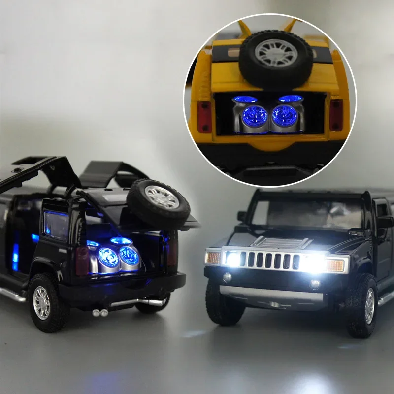 1:32 Alloy Lengthen Hummer Limousine Car Model Metal Diecasts Vehicles With Sound Light Pull Back Car Collection Toys Kids Gifts 4