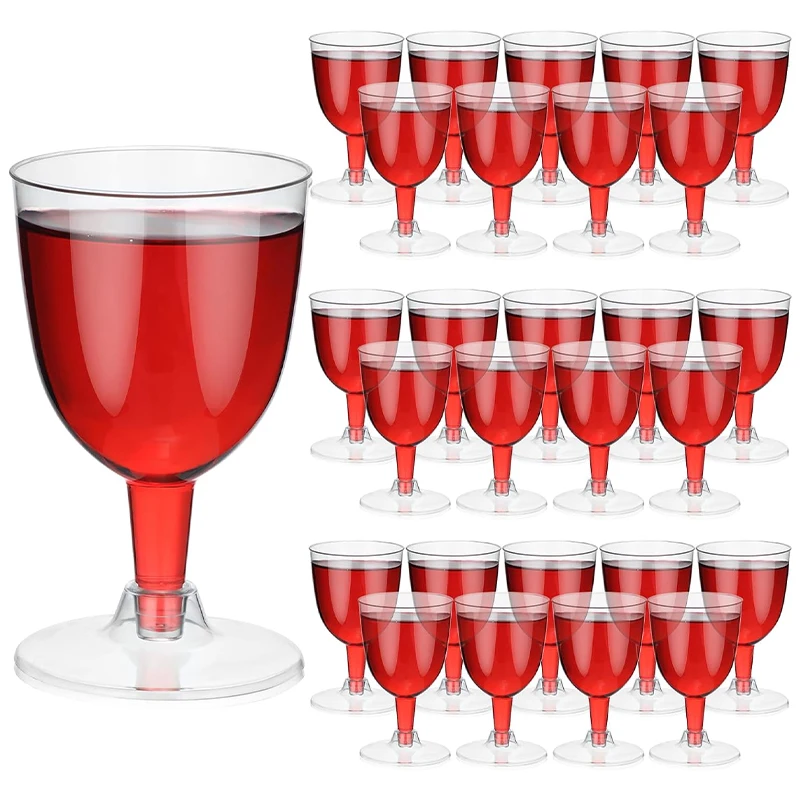 50pcs Champagne Flutes 5oz Reusable Disposable Cups Transparent Wine Mug for Party Wedding Glass Premium Heavy Duty Fancy Cup
