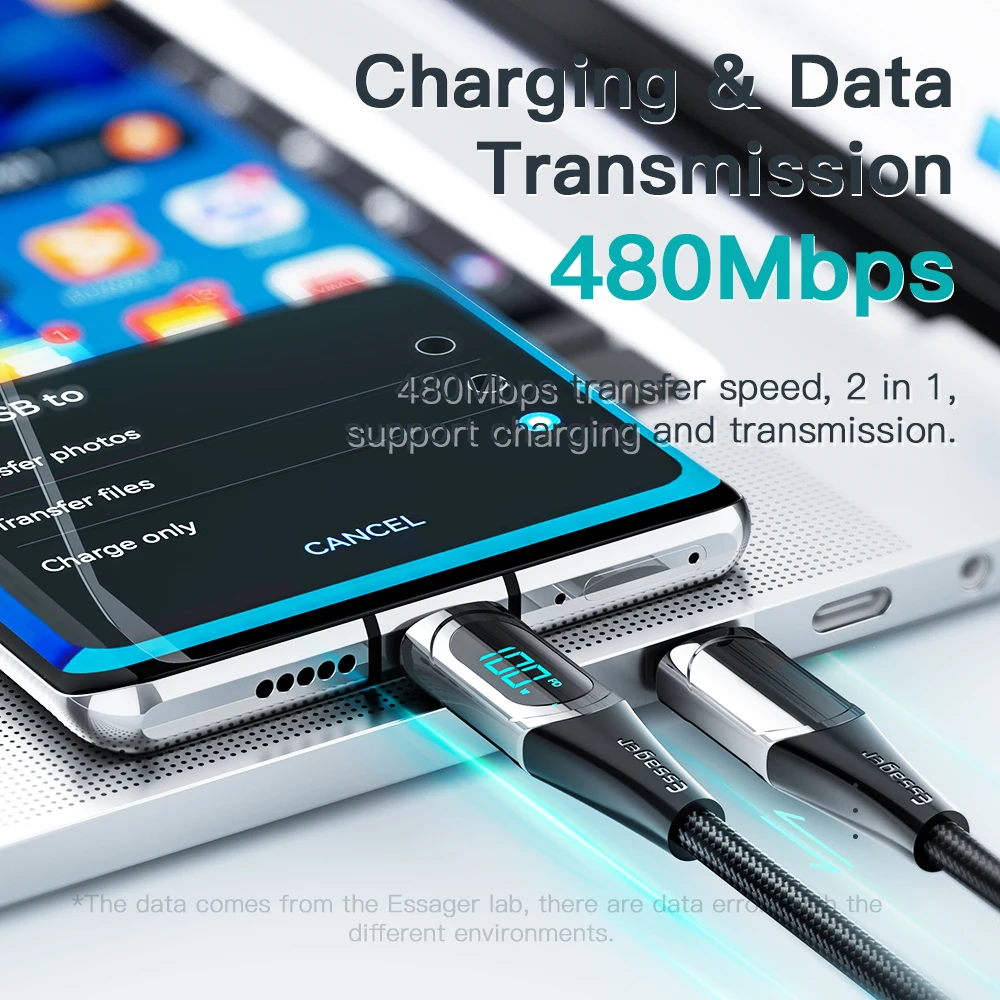 Essager PD 100W USB C ZU USB Typ C Schnur Kabel Schnelle Ladegerät Für Xiaomi Poco3 Samsung Huawei MacBook iPad Draht Für Telefon Lade