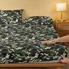 1pcs Camouflage Green Pattern Sanding Fitted Sheet, Bedroom Camouflage Printed Bedspread, Bedding (Not Include Pillowcase) 3