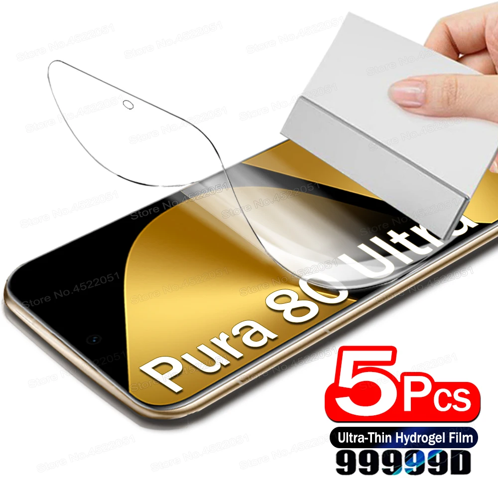 5PCS Slim Soft Hydrogel Film For Huawei Pura 80 70 Ultra P30 P40 Lite P20 P50 P60 P70 P80 Pro Plus Screen Protector HD Gel Film