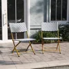 Ciel Two Piece Folding French Bistro Chairs - Navy and White PE Rattan - Natural Finish Metal Frames - Indoor/Outd 1