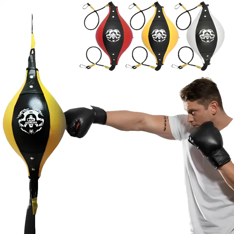 Boxing Punching Bag Quality PU Leather Boxing Punching Bag Pear Inflatable Speed Double End Training Reflex Ball Hangings Swivel Exercise Fitness